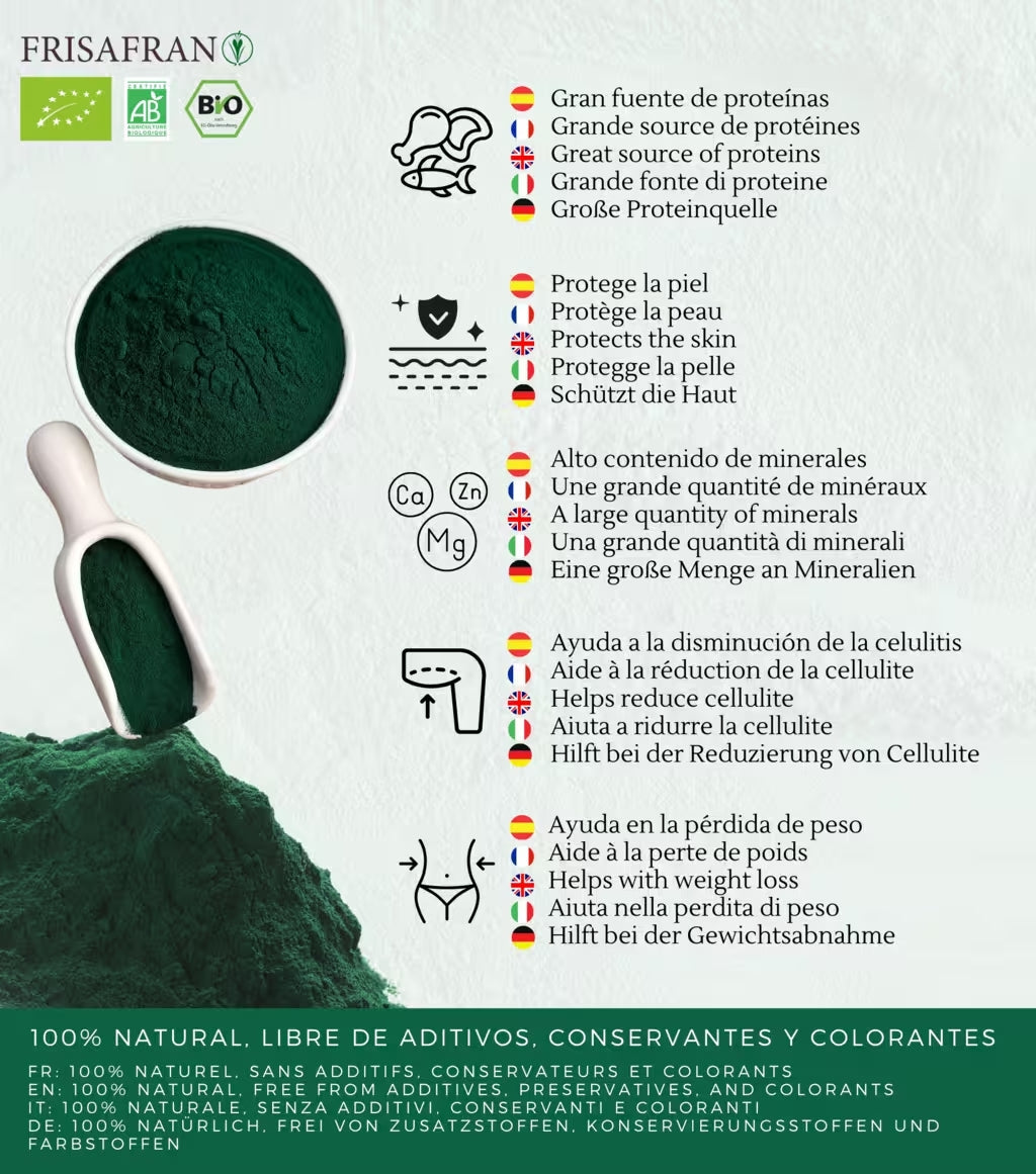 Espirulina En Polvo Ecológica - Calidad Y Sabor | Frisafran