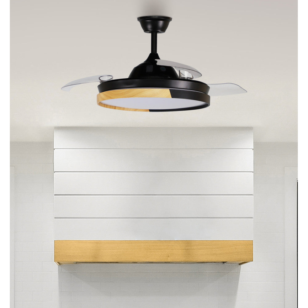 Ventilador Dc Emperador 72w Negro/haya 3aspas Desplegables 106d 7200lm 3000-4000-6000k Remoto+ Memoria+ Temporizador_3