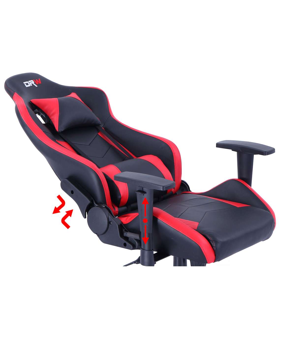 Sillon Giratorio Elevable Gamer Pro En Simil Piel Negro/rojo, 124-134 Cm(alto)70 Cm(ancho)70 Cm(fondo)._5