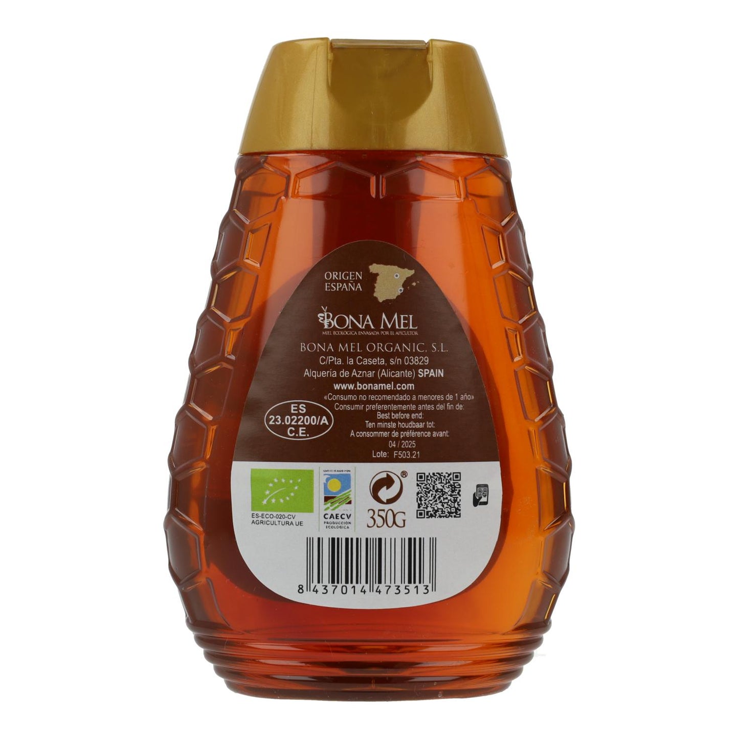 Miel de Mil Flores Ecológica (Anti Goteo) Bona Mel, 350 g