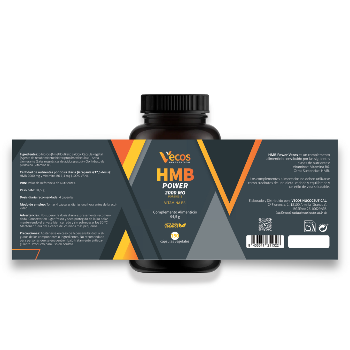 Hmb 2000 Mg Vecos 150 Cápsulas | Ganar Y Mantener Masa Muscular | Con Vitamina B6_4
