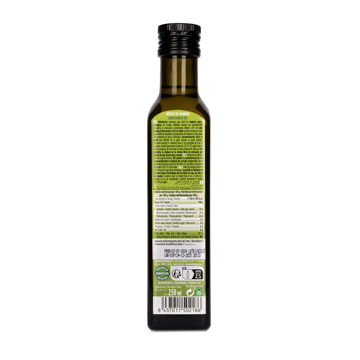Aceite de Girasol Bio NaturGreen 250 ml
