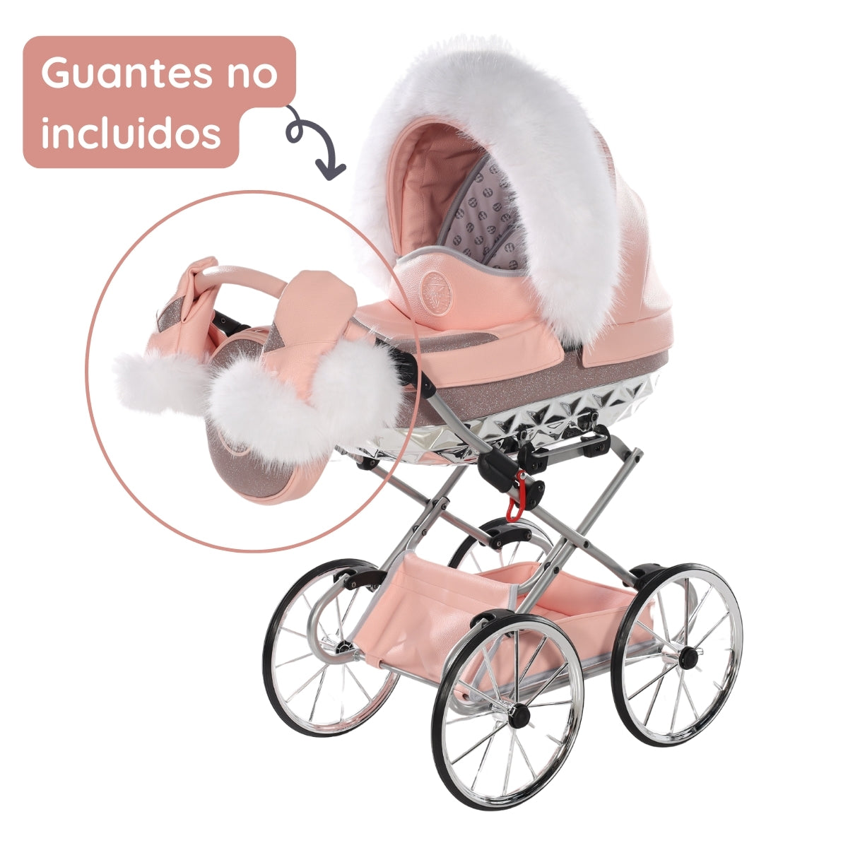 Carro De Muñecas Hand Craft Glitter Satin Classic Pink / Silver