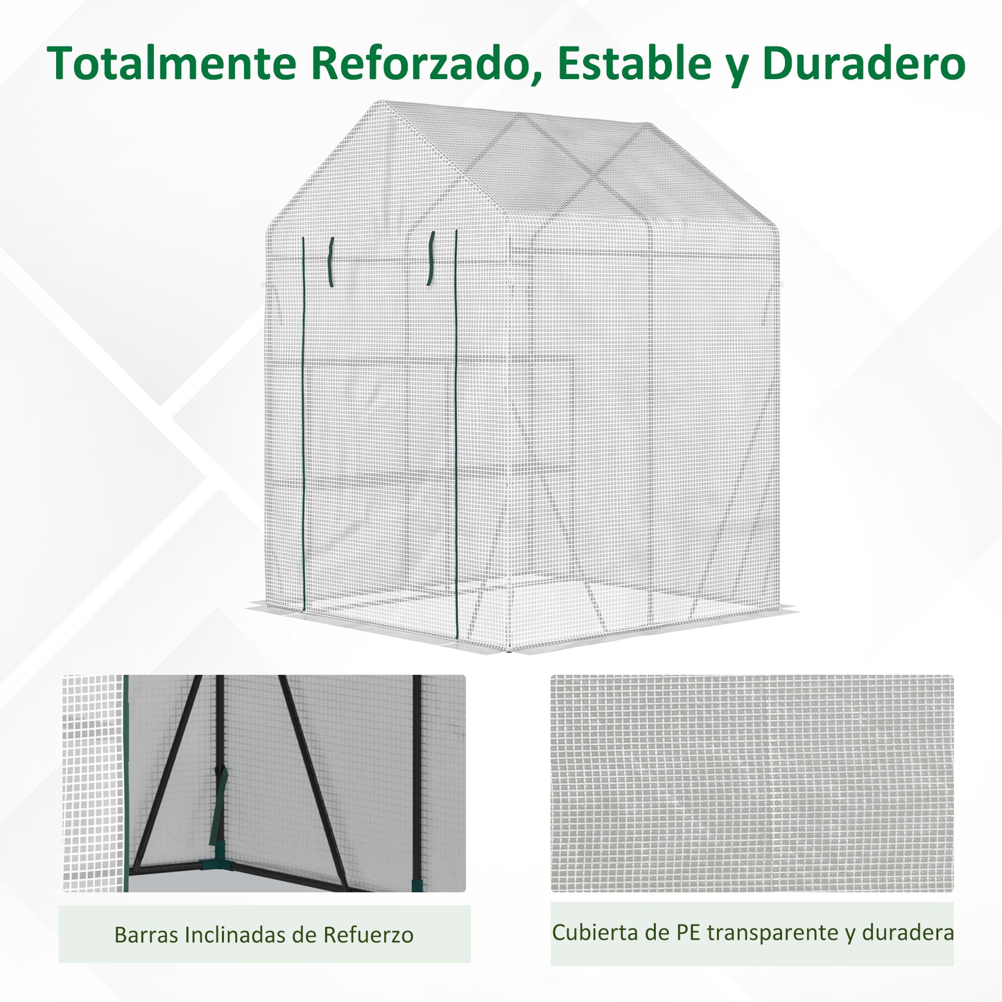 Outsunny Invernadero De Exterior Con 2 Estantes 143x143x195 Cm Blanco_5