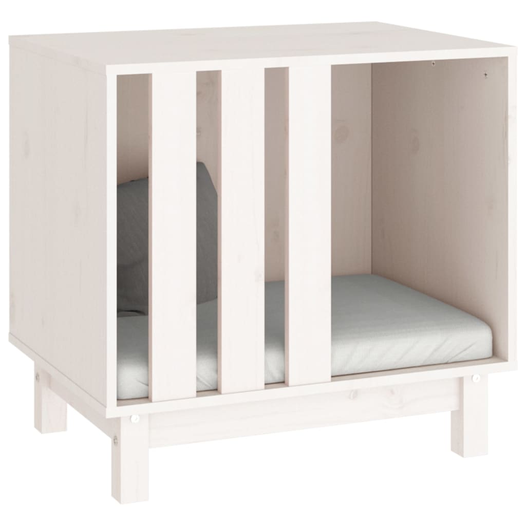 Caseta Para Perros Madera Maciza De Pino Blanco 60x45x57 Cm_5