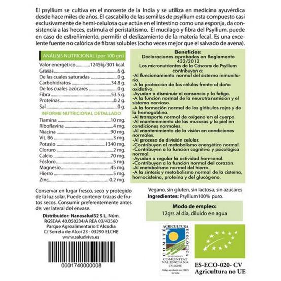 Cáscara de Psyllium 200 g, Salud Viva