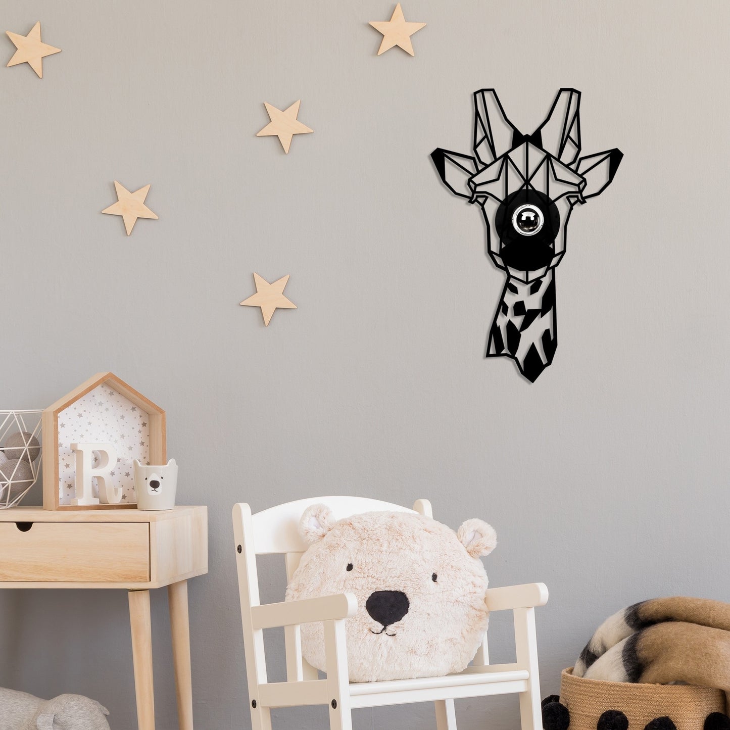 Aplique De Pared Jirafa, Mdf , Negro, 35x12x54, Casquillo E 27 Max 100 W_5