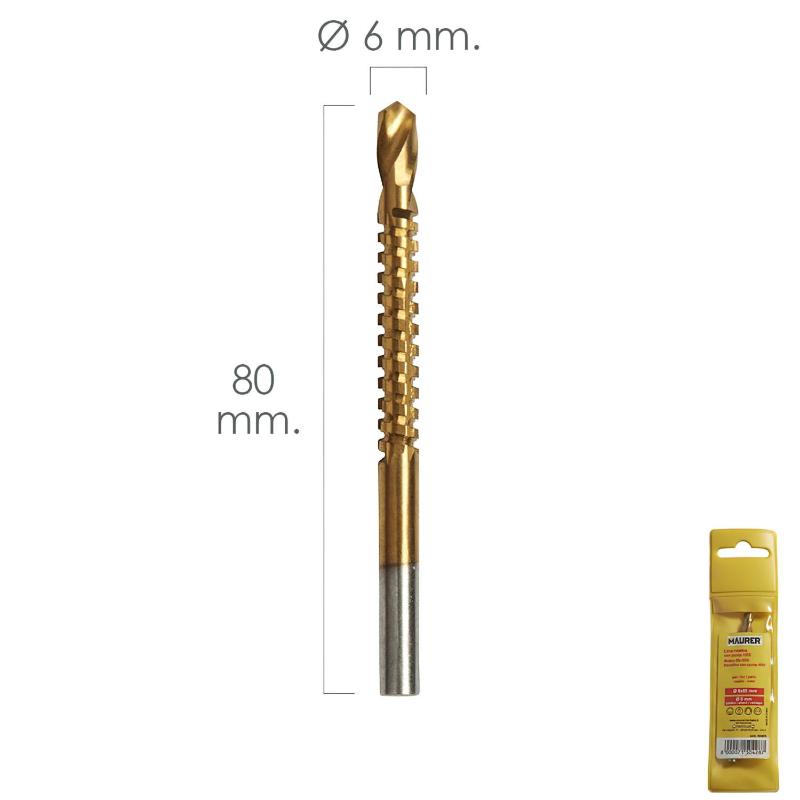 Fresa Rotativa Para Metales Hss Ø 6 X 80 Mm. Para Taladro / Fresadora