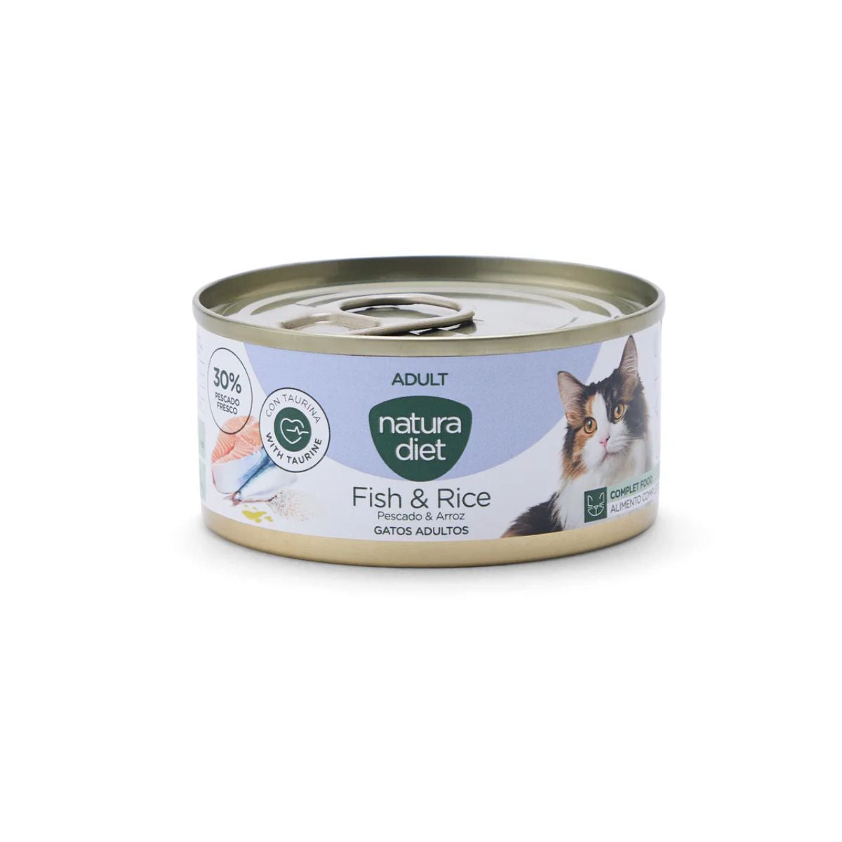 Natura Diet Cat Lata Pescado y arroz 85 g Comida húmeda para gatos