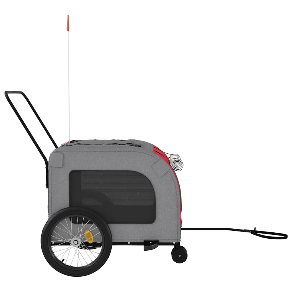 Remolque De Bicicleta Mascotas Hierro Tela Oxford Rojo Gris_5