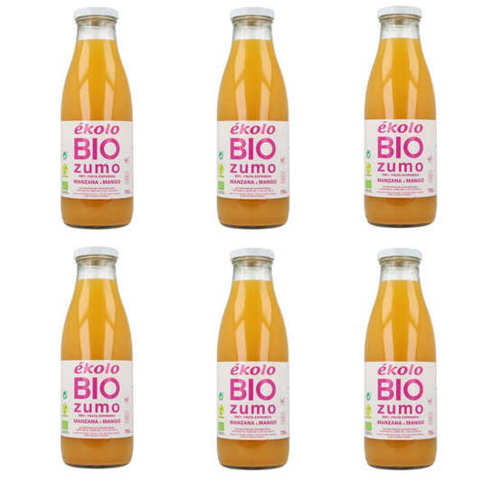 Pack 6x  Zumo de Manzana con Mango natural 100% exprimido Ecológico Ékolo 750 ml