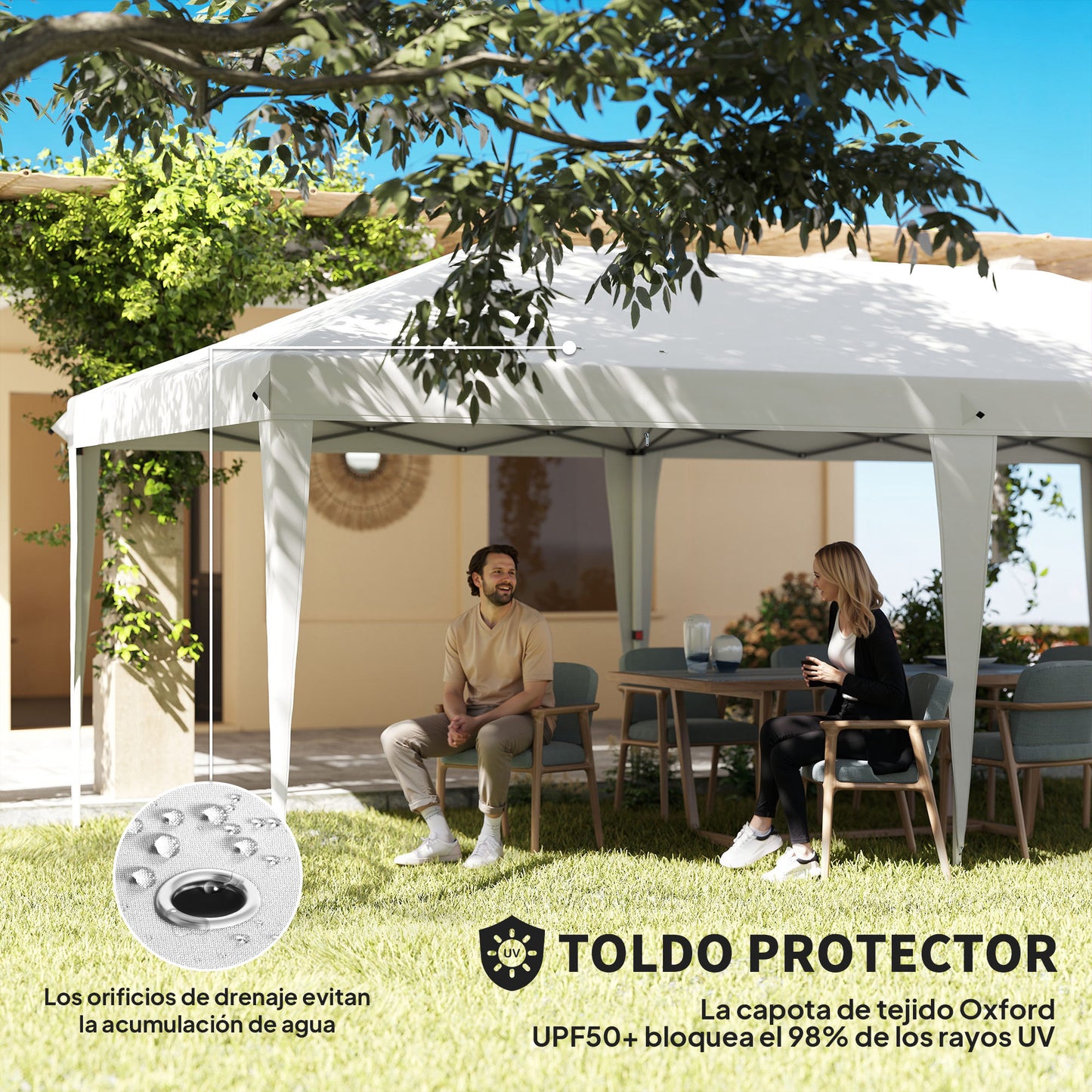 Outsunny Carpa Plegable 5,85x2,95x2,7 M Con 4 Paneles 4 Ventanas Blanco_5