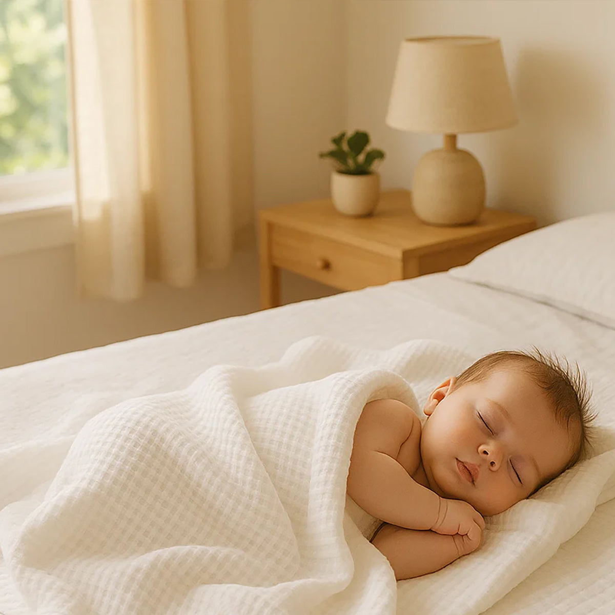 Manta De Nido De Abeja De Algodón Orgánico Aiko