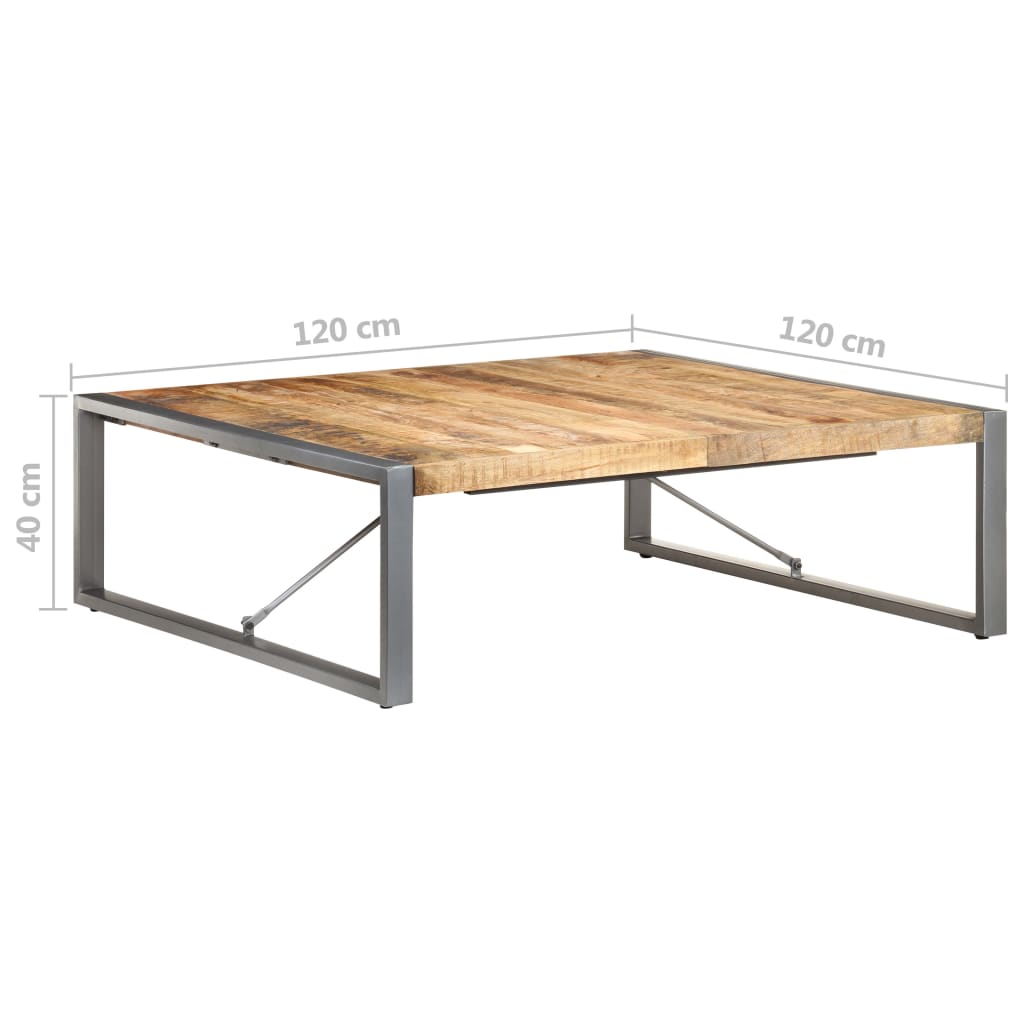 Mesa De Centro Madera De Mango Rugosa 120x120x40 Cm_4