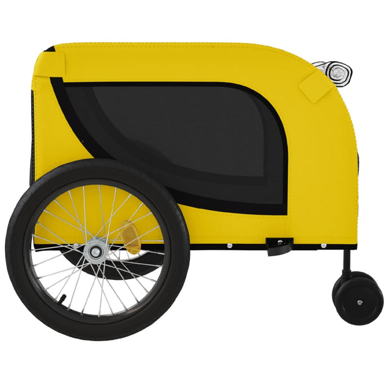 Vidaxl Remolque Bicicleta Mascotas Hierro Tela Oxford Amarillo Negro_5