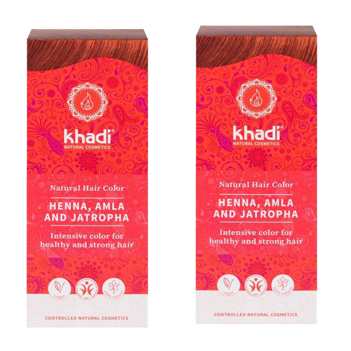 Pack 2x Henna natural Amla y Jatropha, Khadi, 100 g