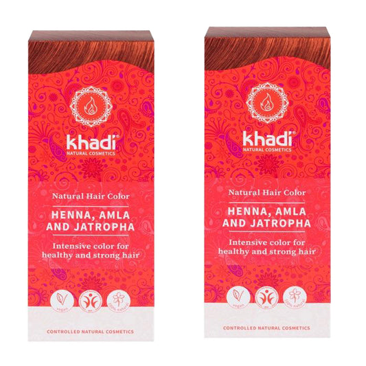 Pack 2x Henna natural Amla y Jatropha, Khadi, 100 g