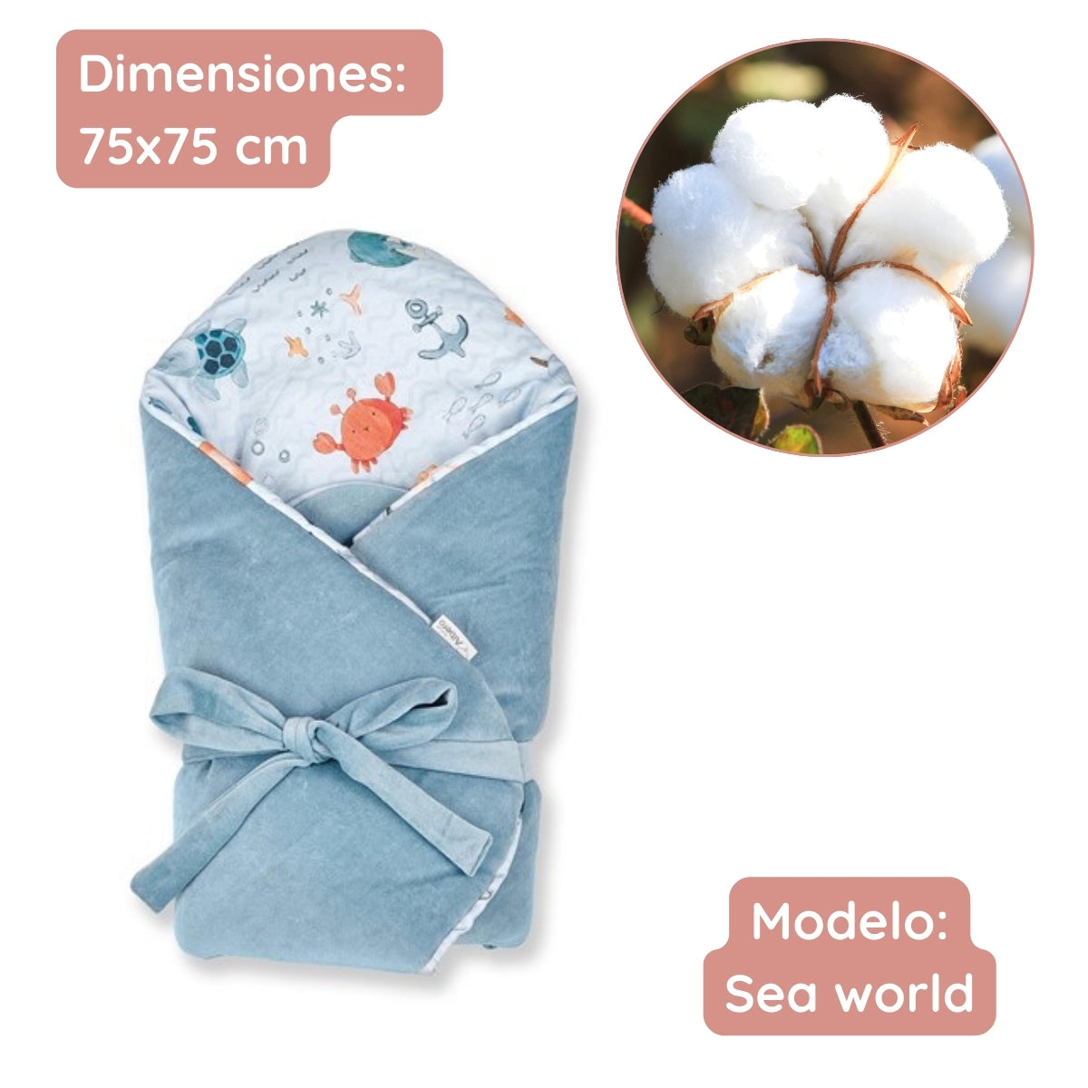 Saco Capazo Bebé Velour Sea World