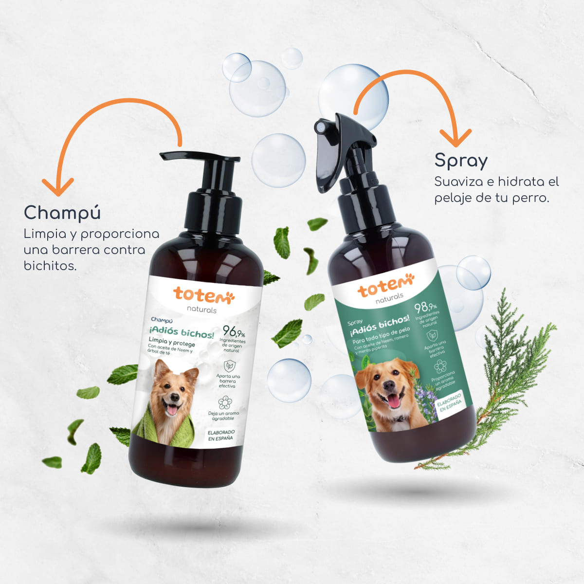 Pack Repelente para perros Champú  + Spray Totem Naturals