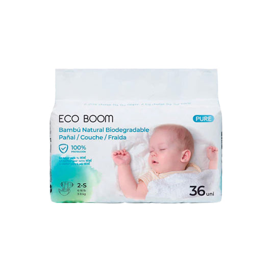 Pañal de Bambú Pure Premium ECO BOOM T2/S (3 a 8 Kg) 36 uds