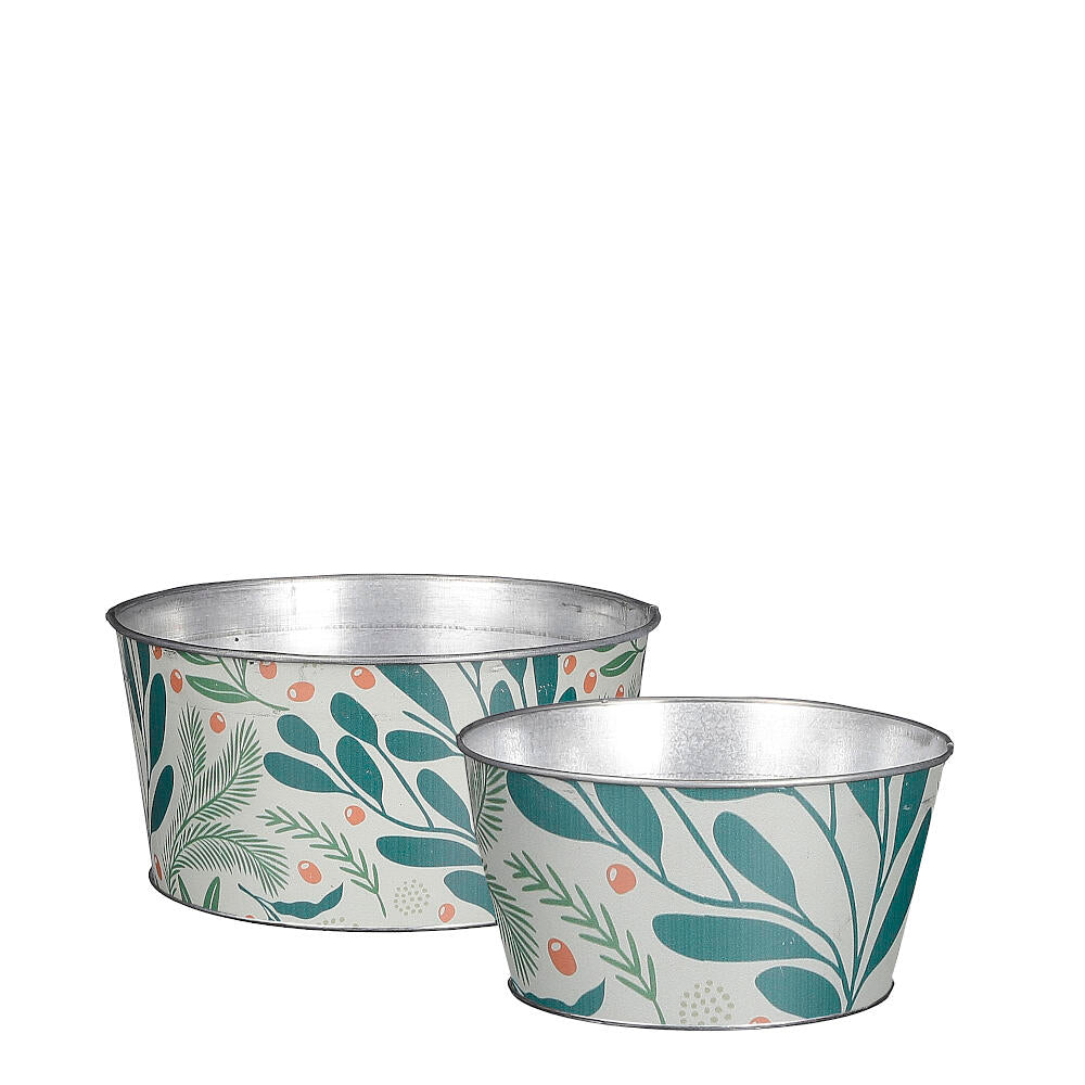 Macetero Zinc Hojas Verdes 18cm_0