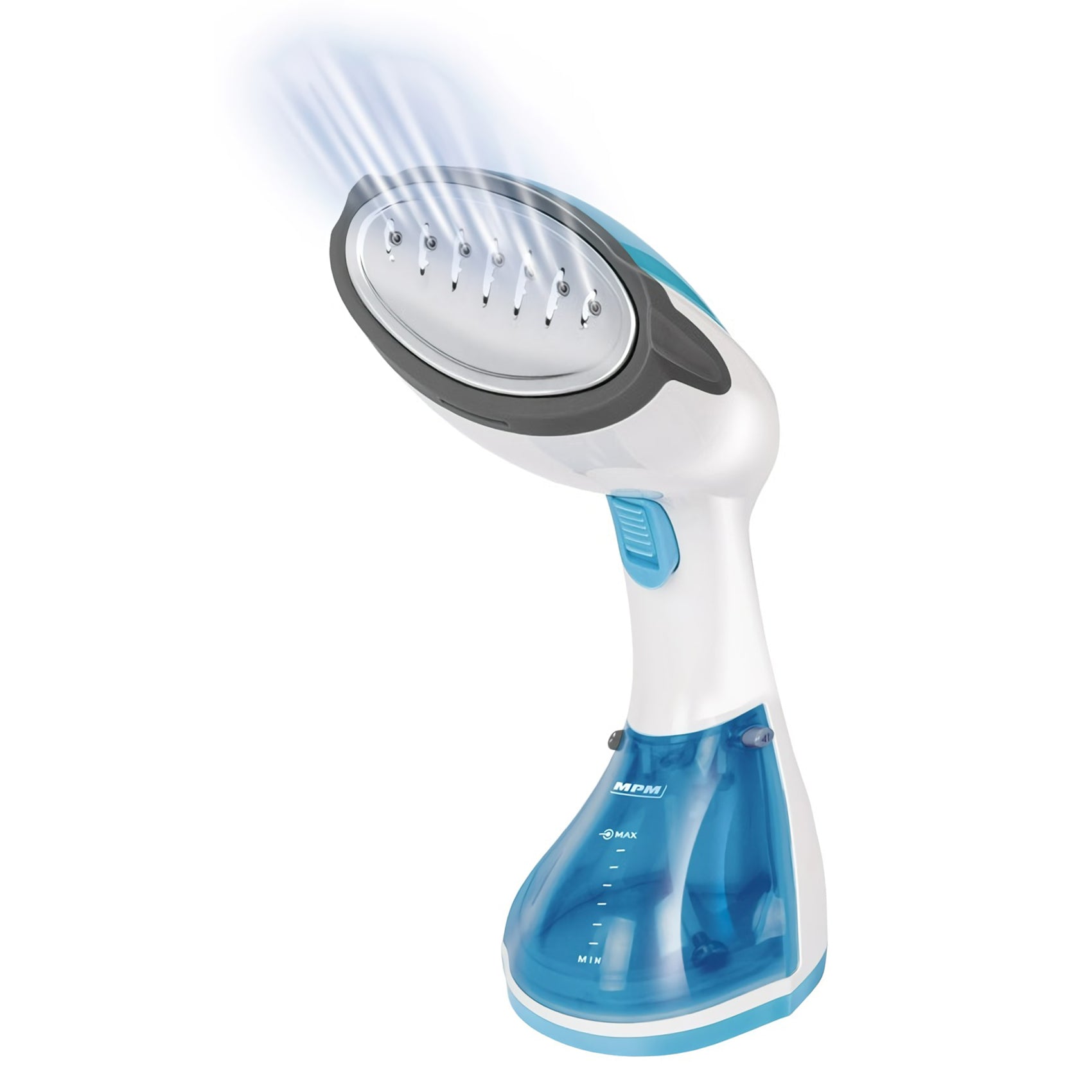 Plancha Vapor Vertical, Salida Vapor Continuo 36gr Min, Vapor En 30seg, 250ml, Desinfecta, Modo Eco Mpm Mpm-mzp-01 Blanco/azul