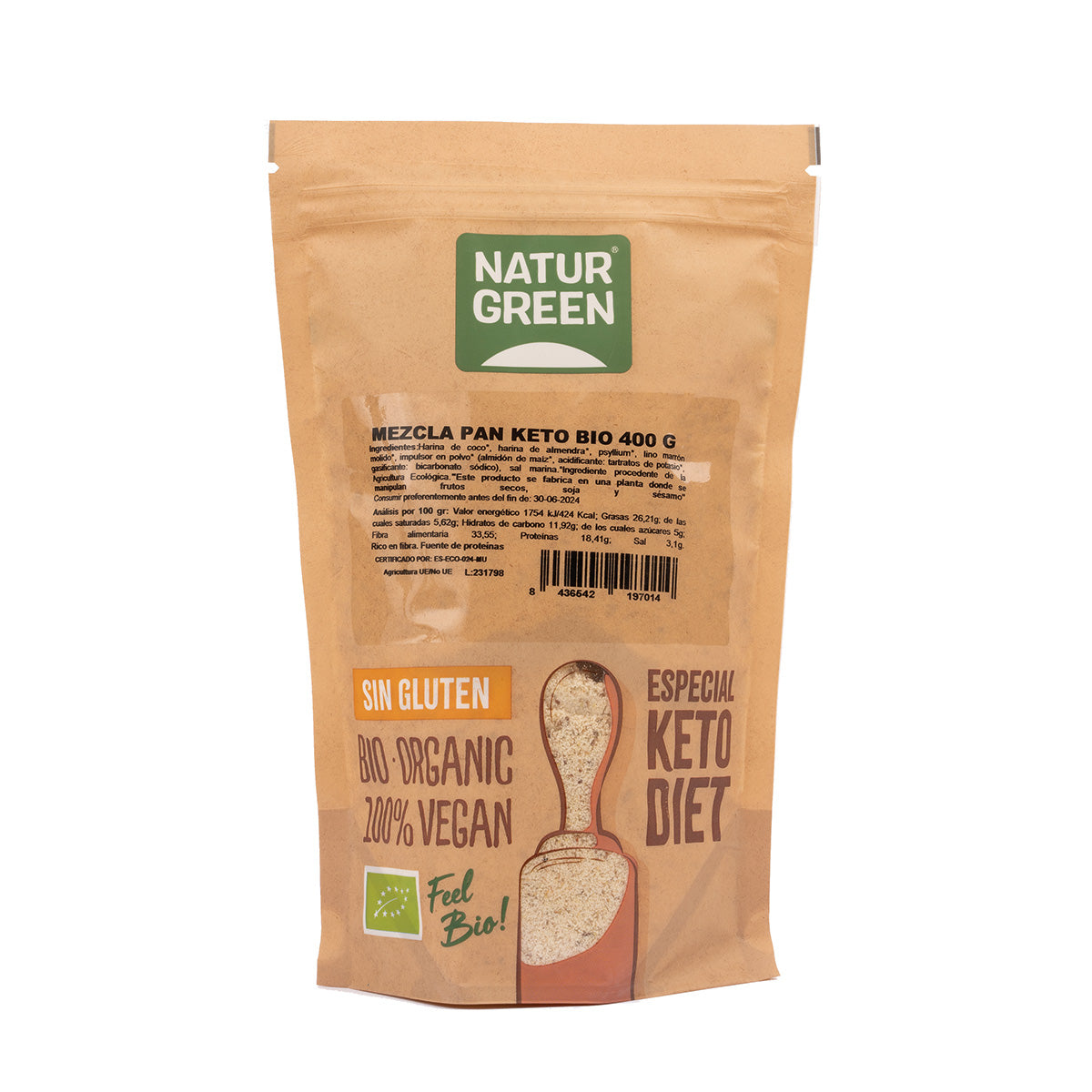 Mezcla de harinas para Pan Keto sin gluten NaturGreen 400 g