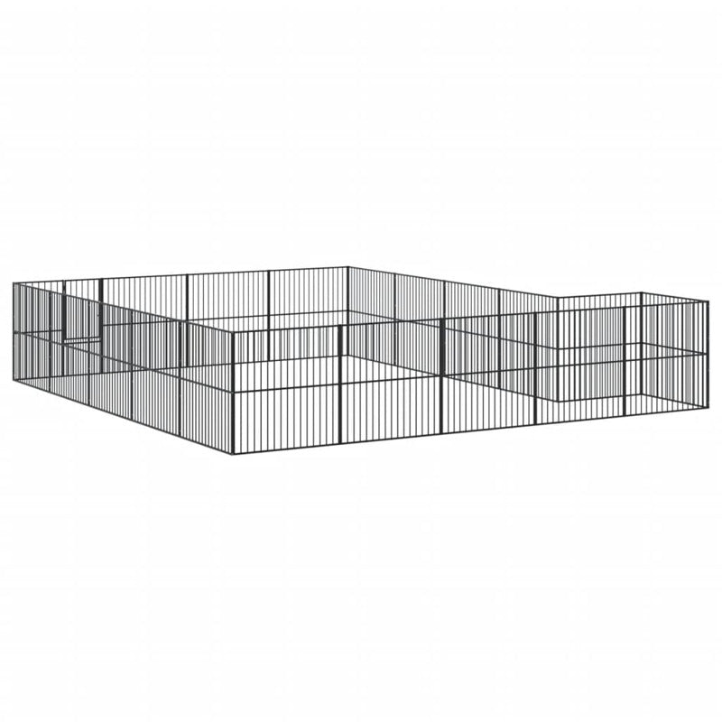 Vidaxl Corralito Para Perros Con 20 Paneles Acero Galvanizado Negro_5