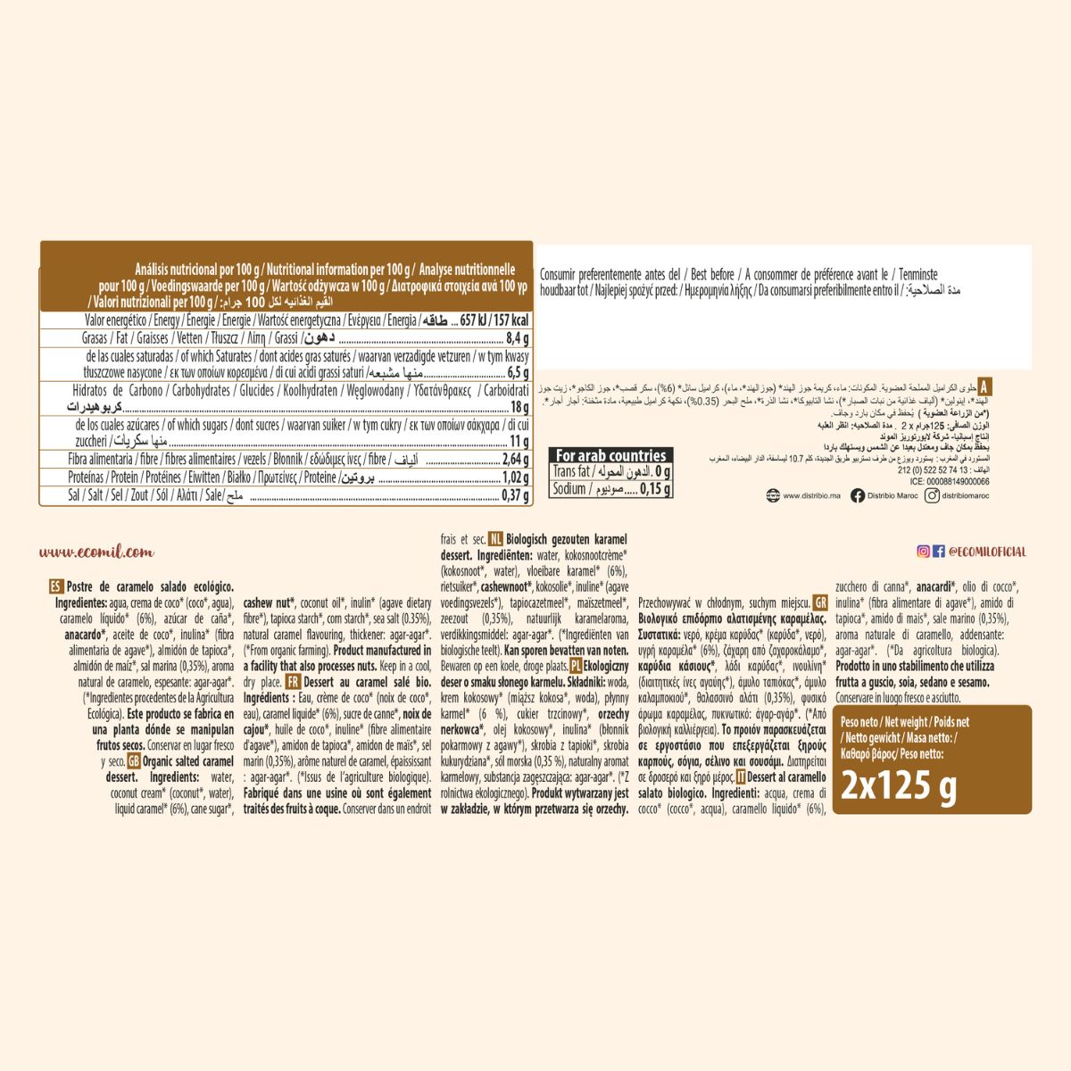 Postre Salted Caramel Bio Ecomil 2 uds de 125 g
