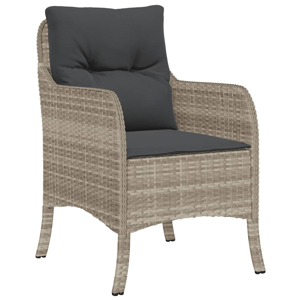 Set Comedor Jardín 7 Pzas Y Cojines Ratán Sintético Gris Claro / Vetonek_5