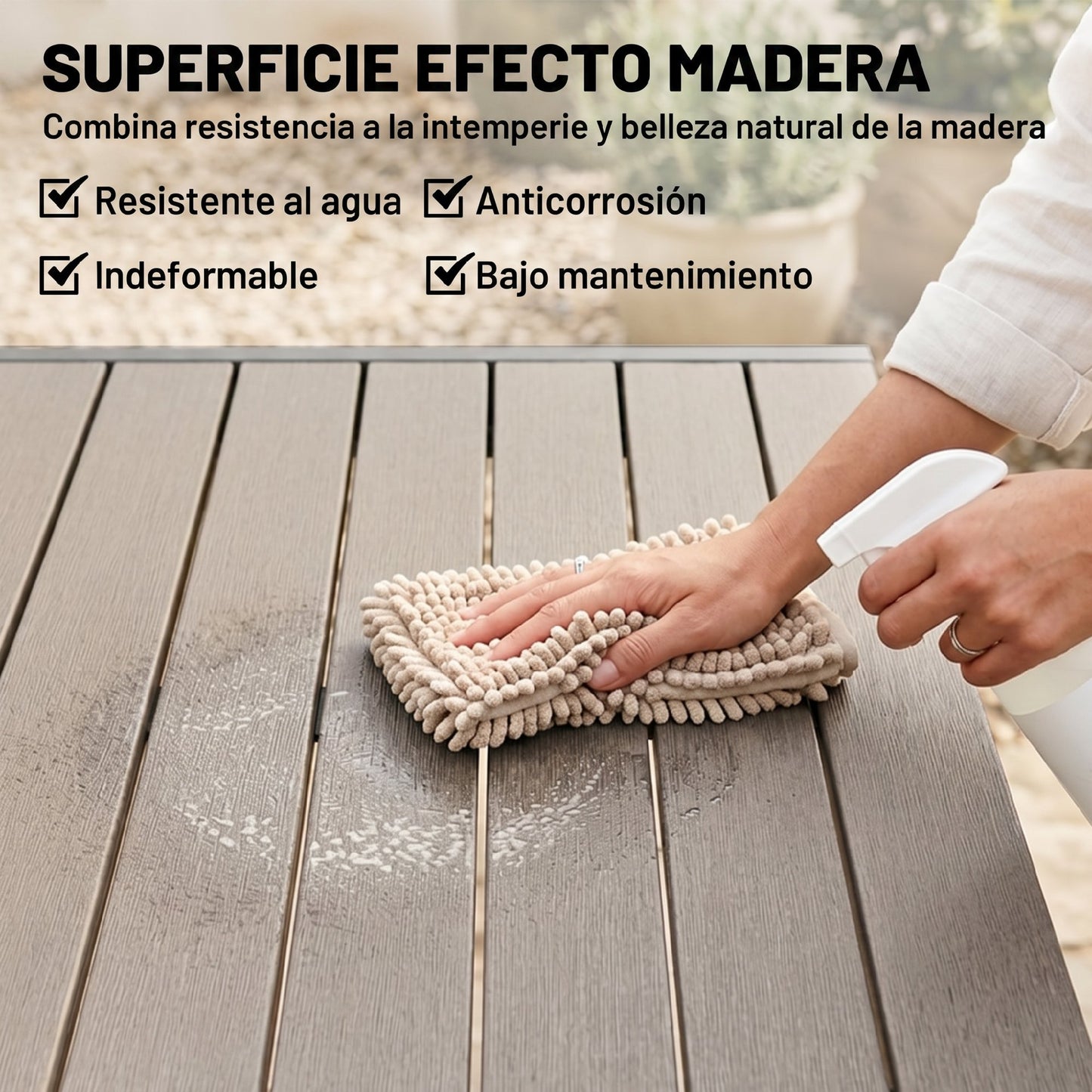 Outsunny Conjunto De Mesa Y Sillas Jardín Con 8 Sillas Y Mesa Extensible Gris_5