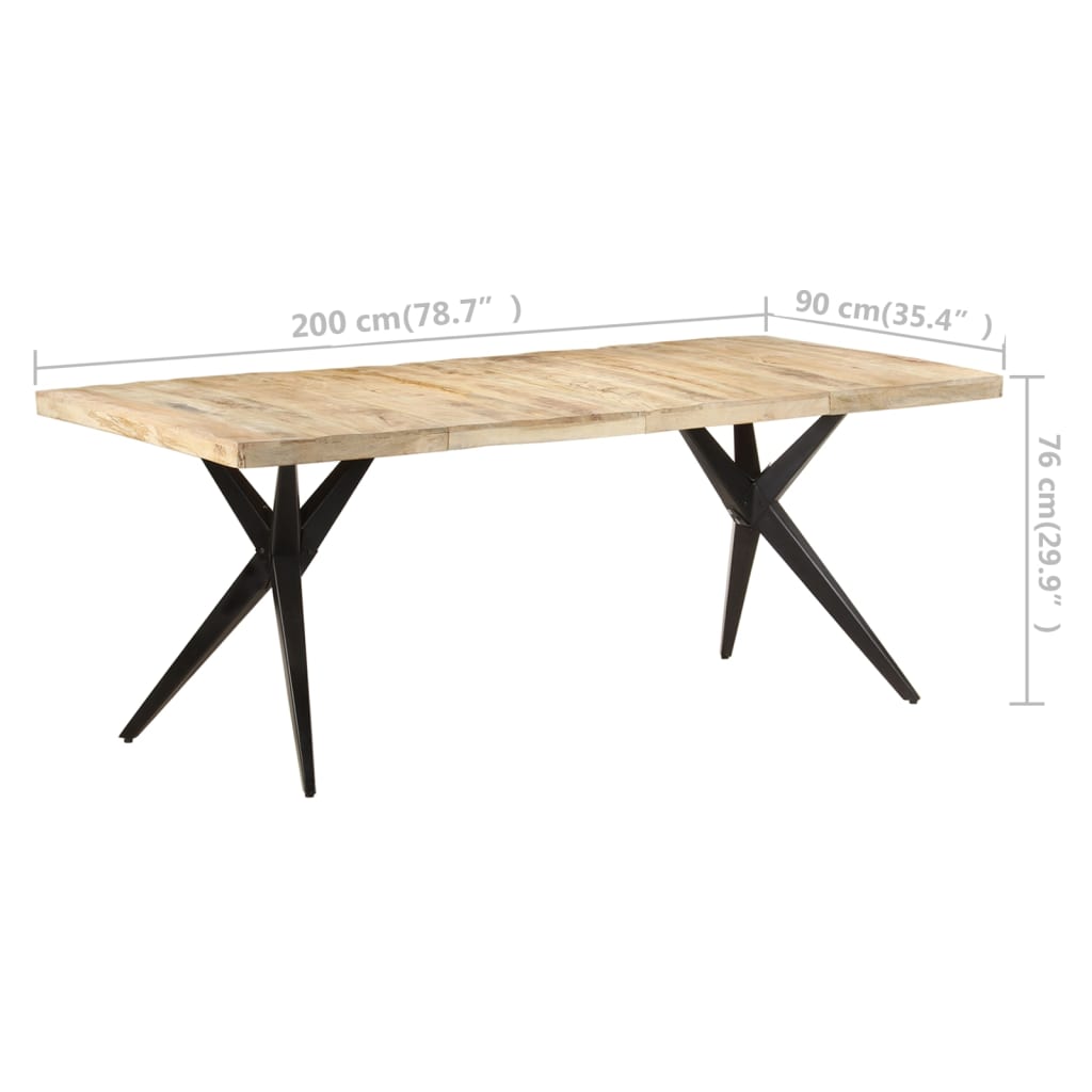 Mesa De Comedor Madera De Mango Rugosa 200x90x76 Cm_4
