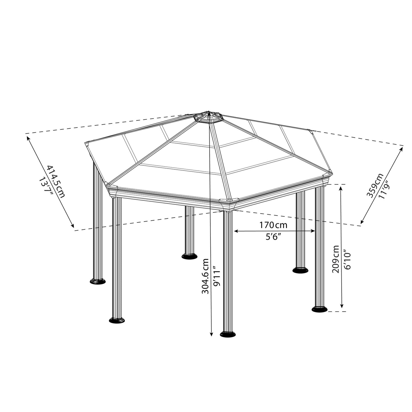 Cenador Gazebo hexagonal Roma