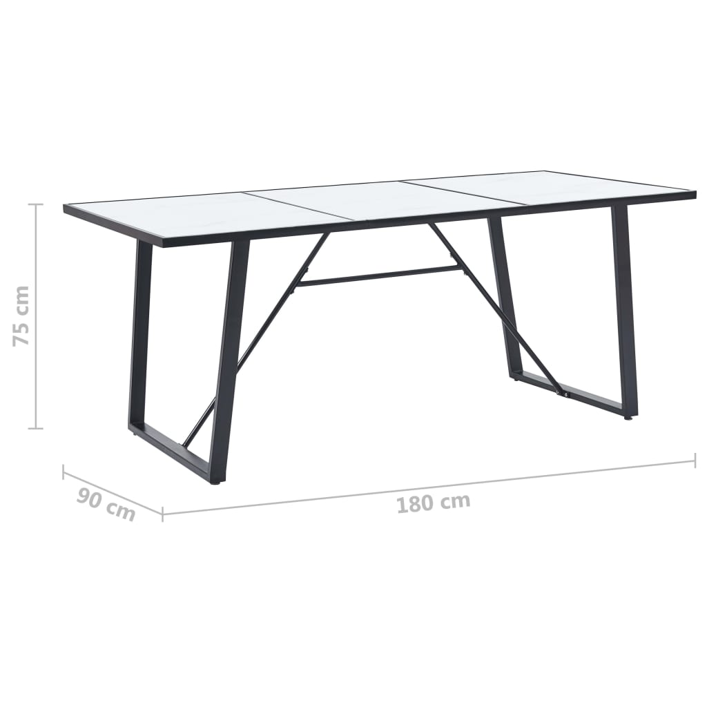 Mesa De Comedor De Vidrio Templado Blanco 180x90x75 Cm_3