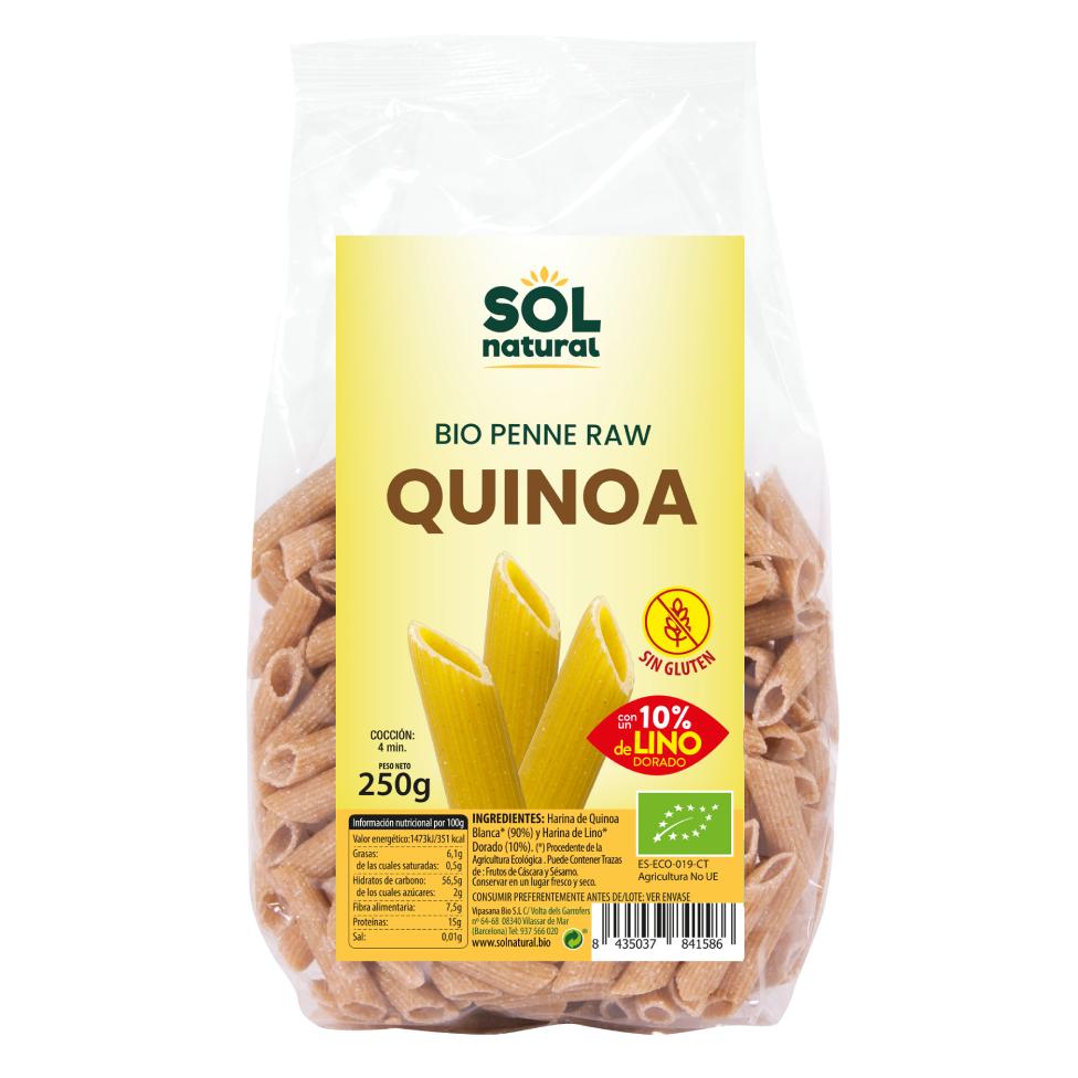 Macarrones de quinoa con lino bio sin gluten Sol Natural 250 g