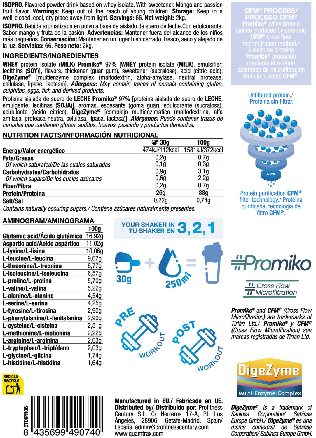 Isopro Cfm - 2kg - Mango Y Fruta De La Pasión - Proteína De Aislado De Suero Isolate - Quamtrax_5