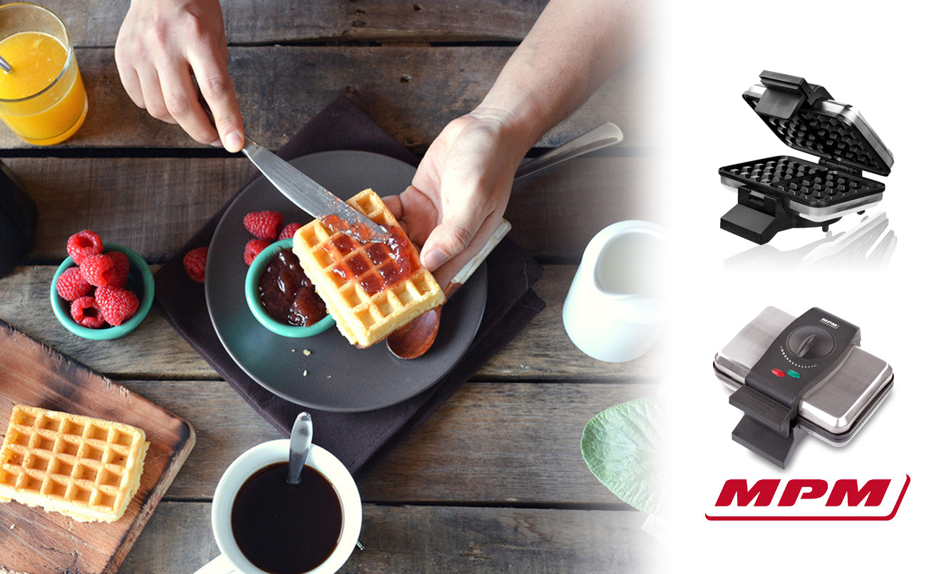 Gofrera Eléctrica, 2 Gofres Belgas Gruesos, Antiadherente, Regulador Temperatura, Carcasa Tacto Frío Mpm Mpm-s633g Plata