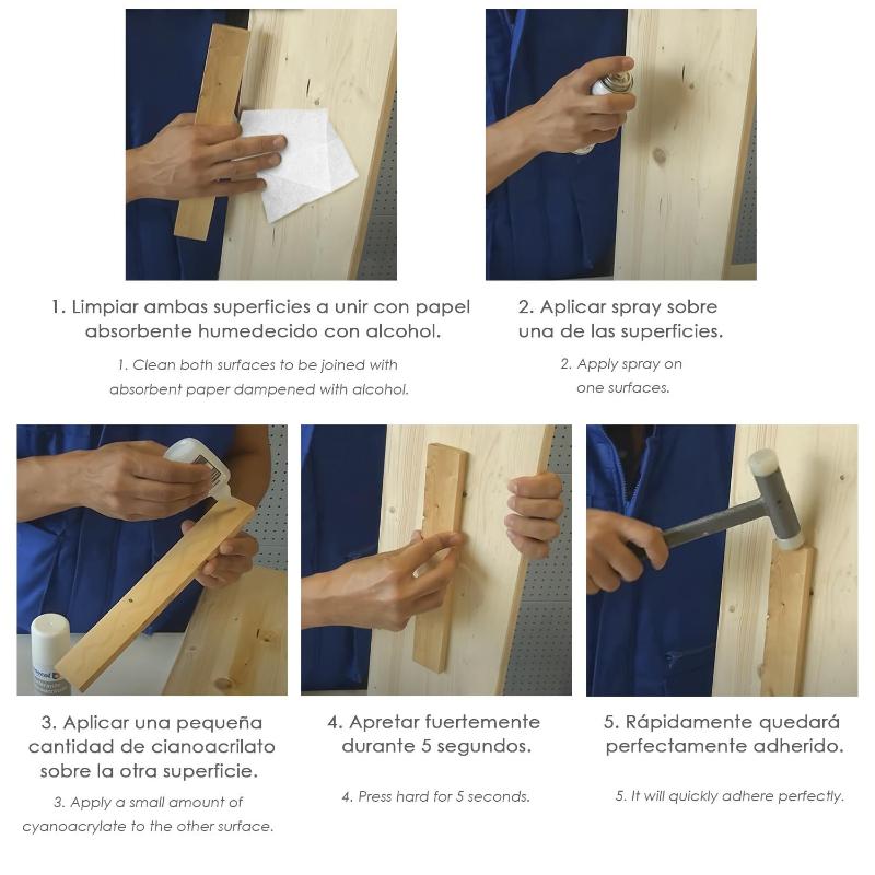 Pegamento Cianoacrilato (50 Gr.) Con Acelerante (200ml) Especial Materiales Porosos, Multiusos, Plasticos, Maderas, Porcelana.