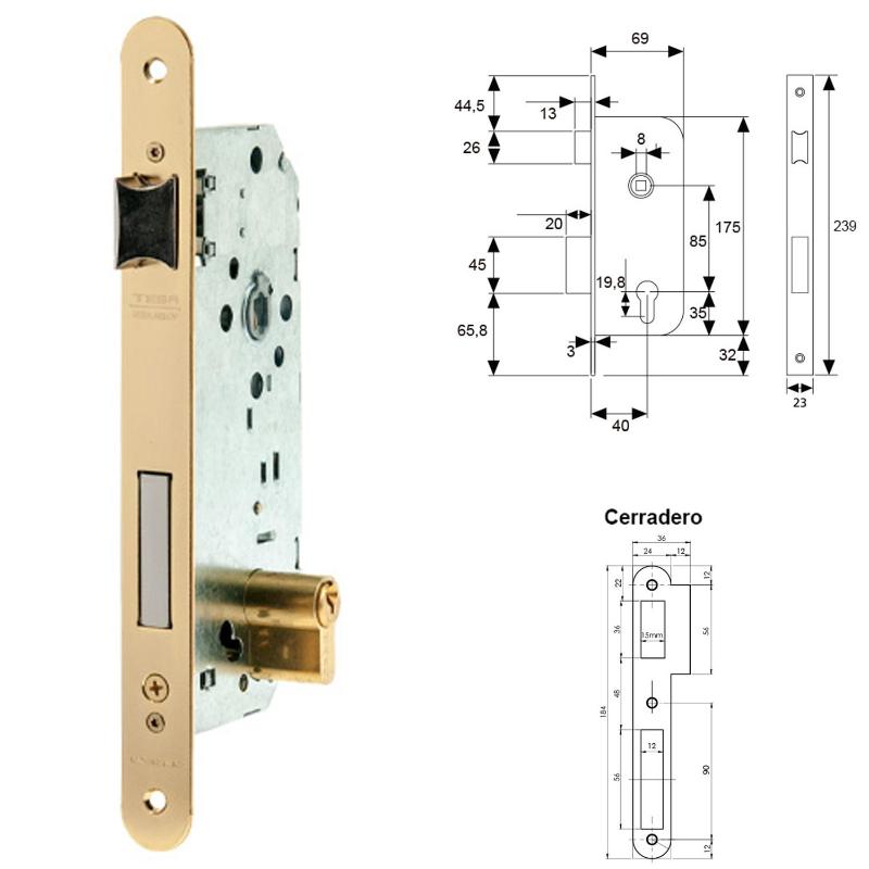 Cerradura Tesa 2030-hl/40 Canto Redondo_1