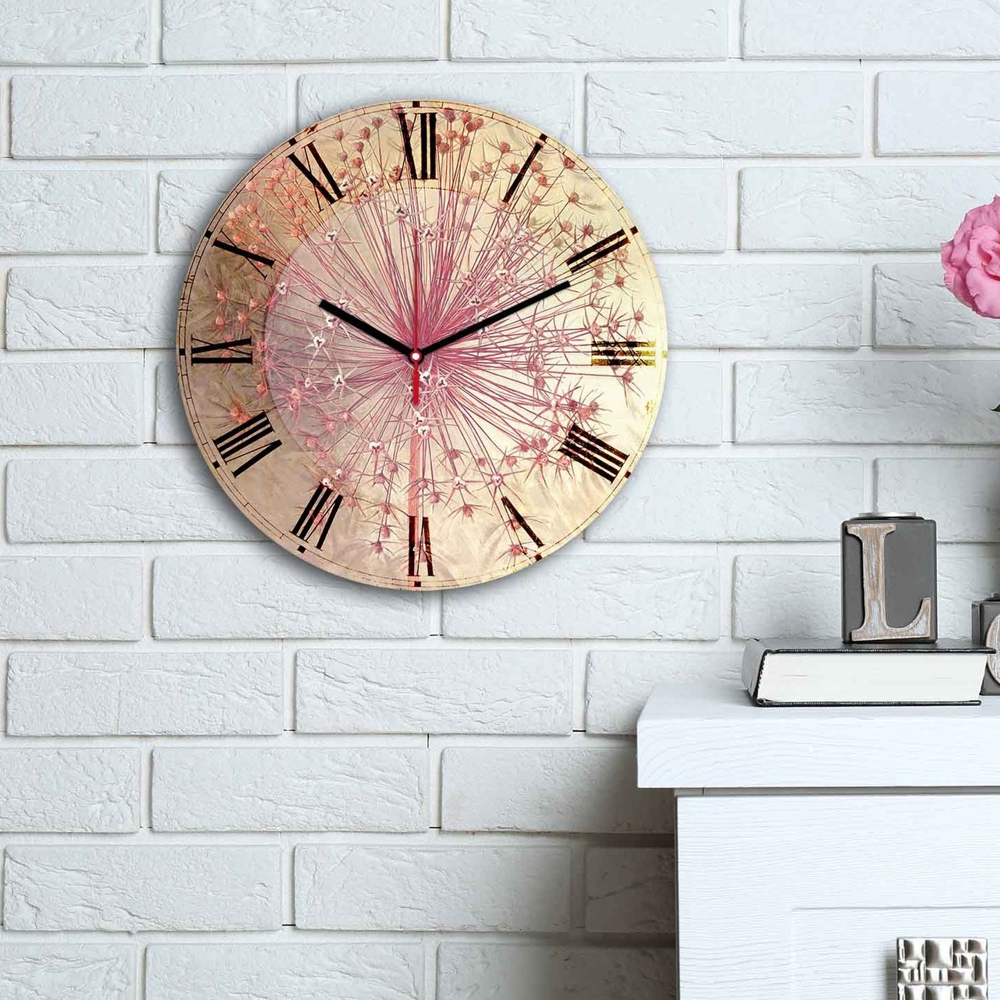 Reloj Decorativo Mdf Estilo Rosa