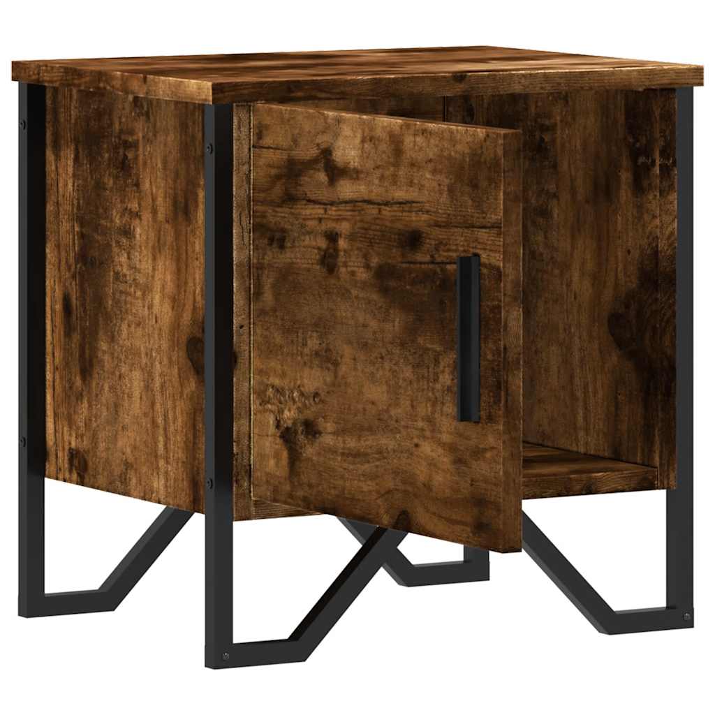 Mesita De Noche Madera De Ingeniería Roble Ahumado 40x30x40 Cm_4