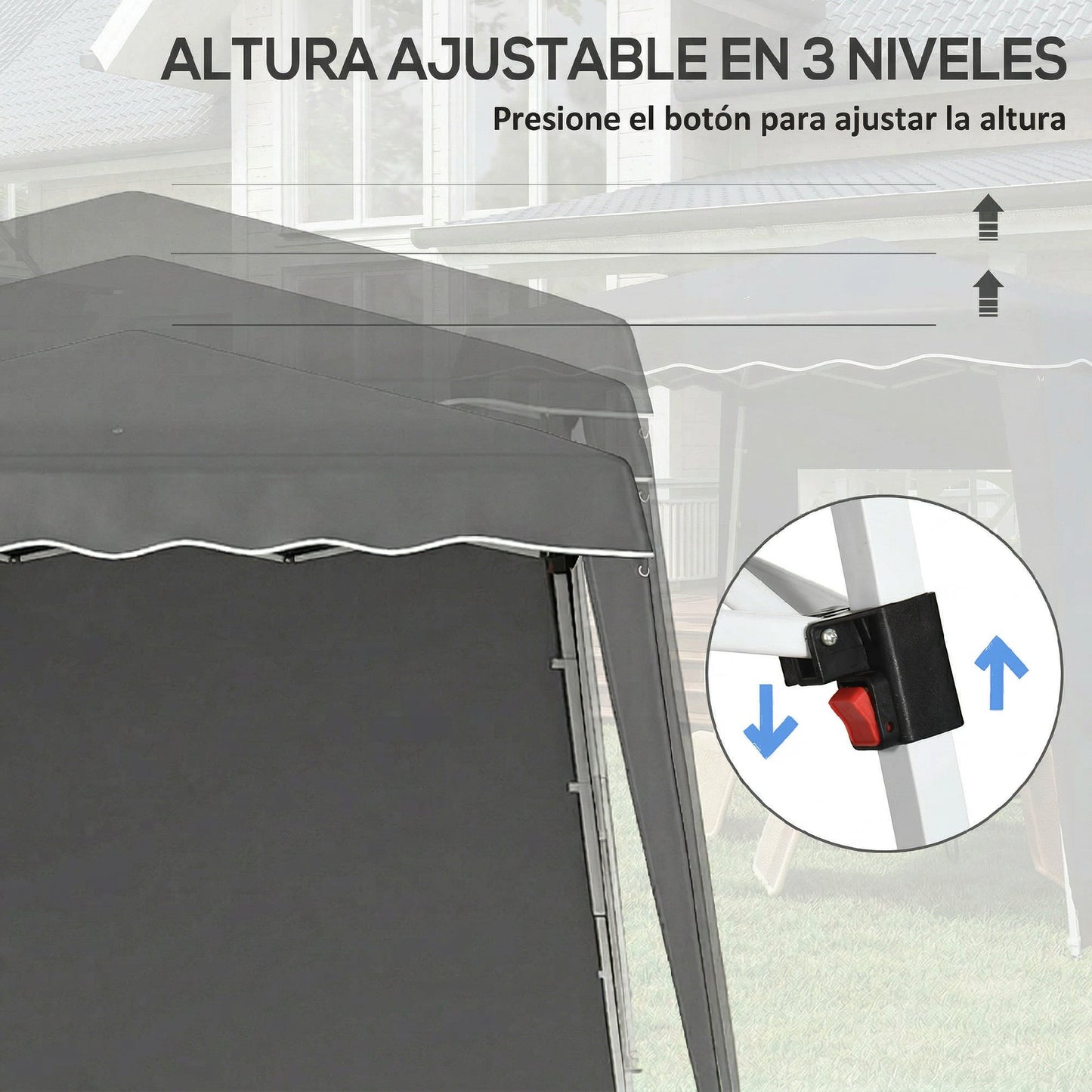 Outsunny Carpa Plegable Pop-up 2,89x2,89 M 2 Paredes Laterales Altura Ajustable_5