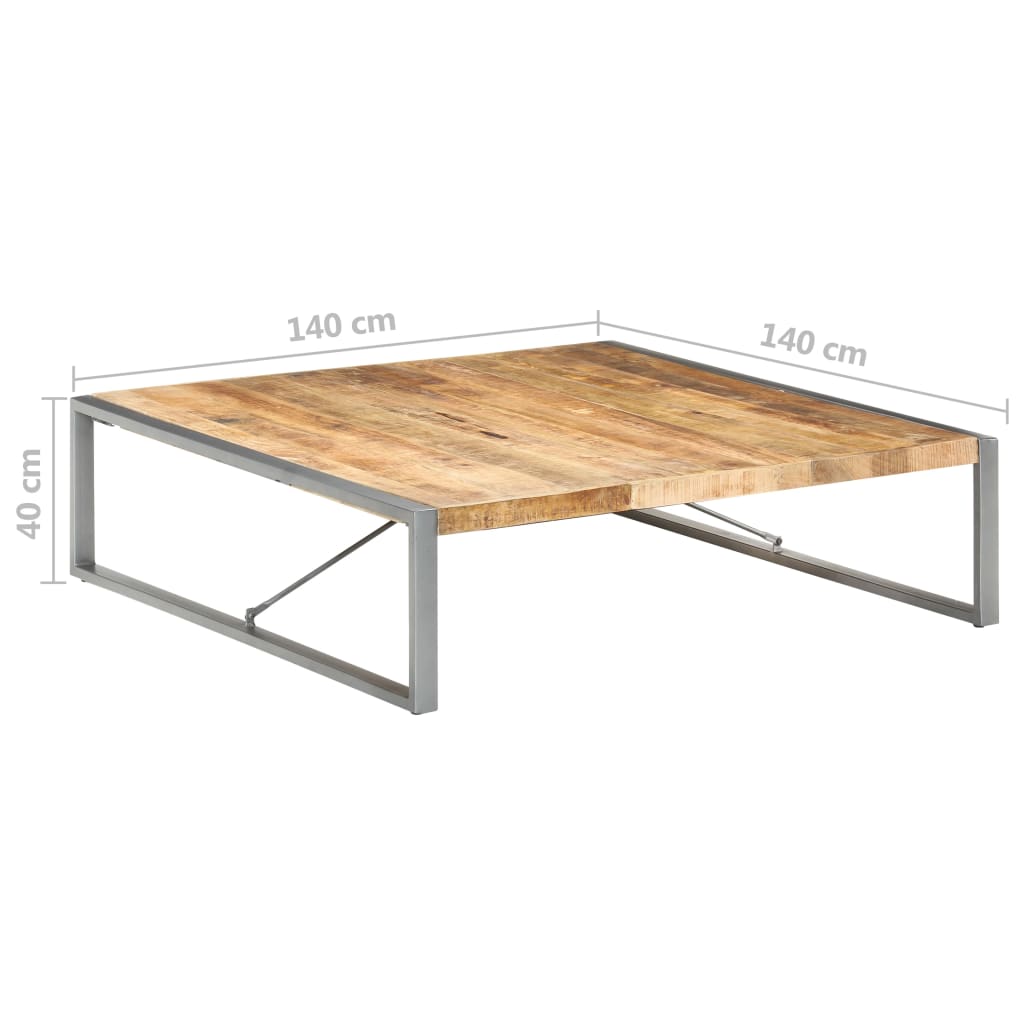 Mesa De Centro Madera De Mango Rugosa 140x140x40 Cm_4