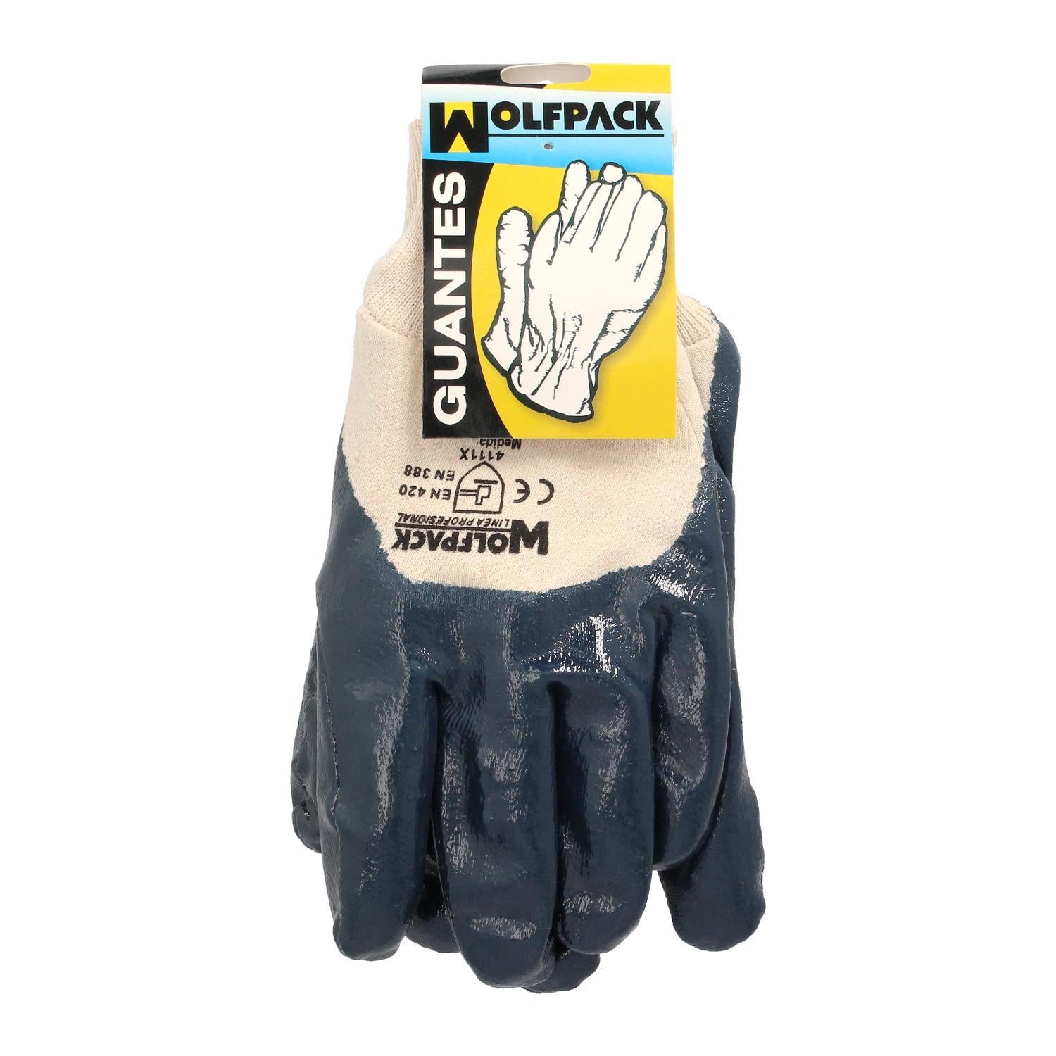 Guantes Nitrilo / Lona Pesados Nimax 9 (par)