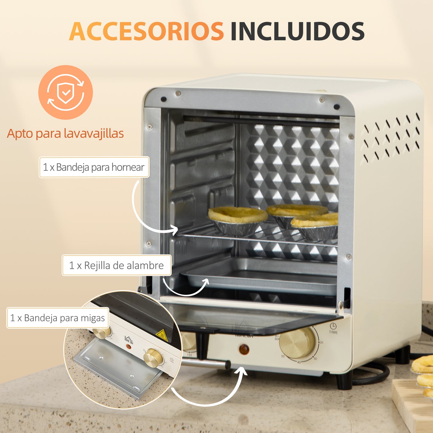 Homcom Horno Eléctrico Sobremesa 15 Litros 1000w Con Temperatura Hasta 230 ℃_5