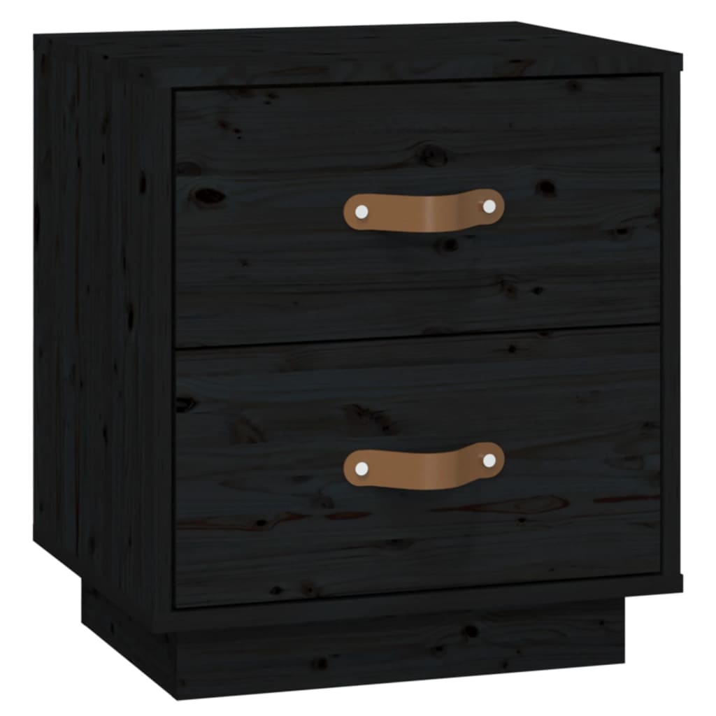 Mesitas De Noche 2 Uds Madera Maciza De Pino Negro 40x34x45 Cm_4