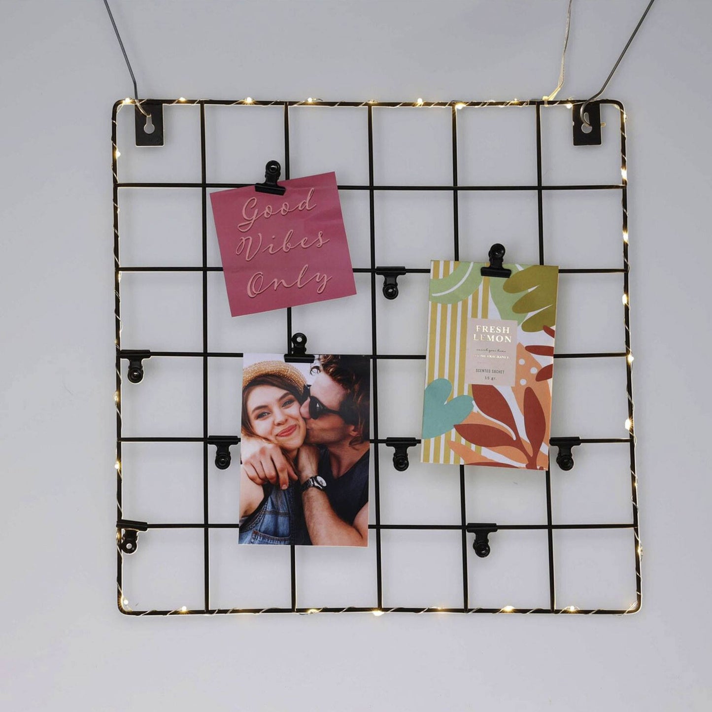 Well Home Estante De Pared Para Cuadros Con Led En Metal Negro 36x36x2cm