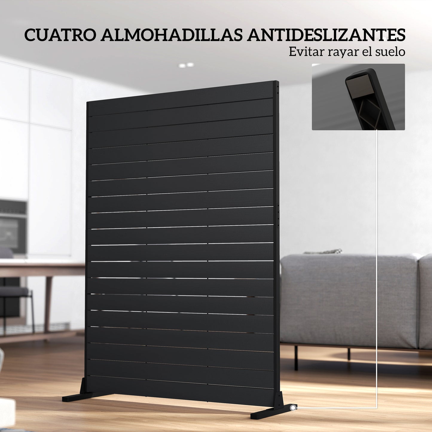 Outsunny Biombo De 6 Paneles De Hdpe 120x174 Cm Con Soporte Negro_5