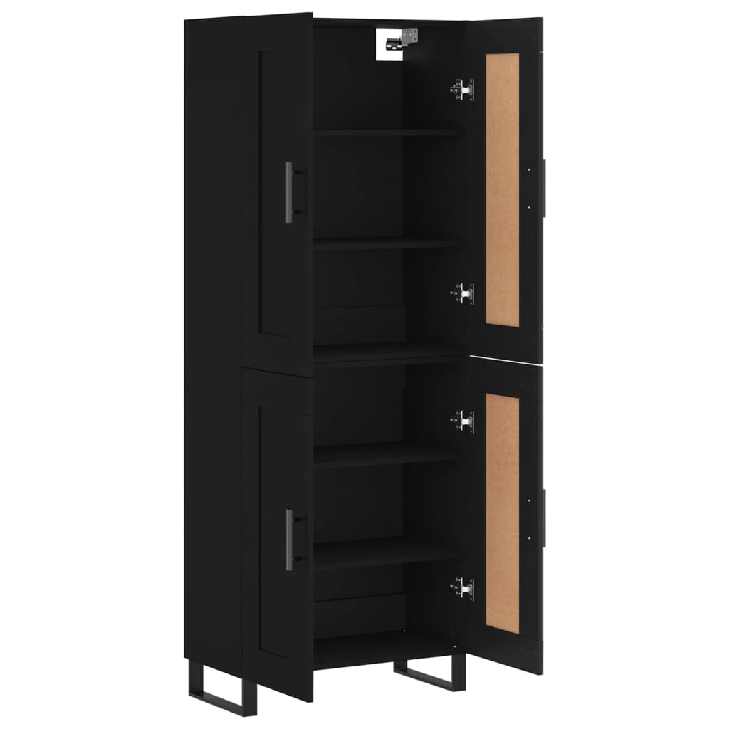 Aparador Alto Madera Contrachapada Negro 69,5x34x180 Cm_3