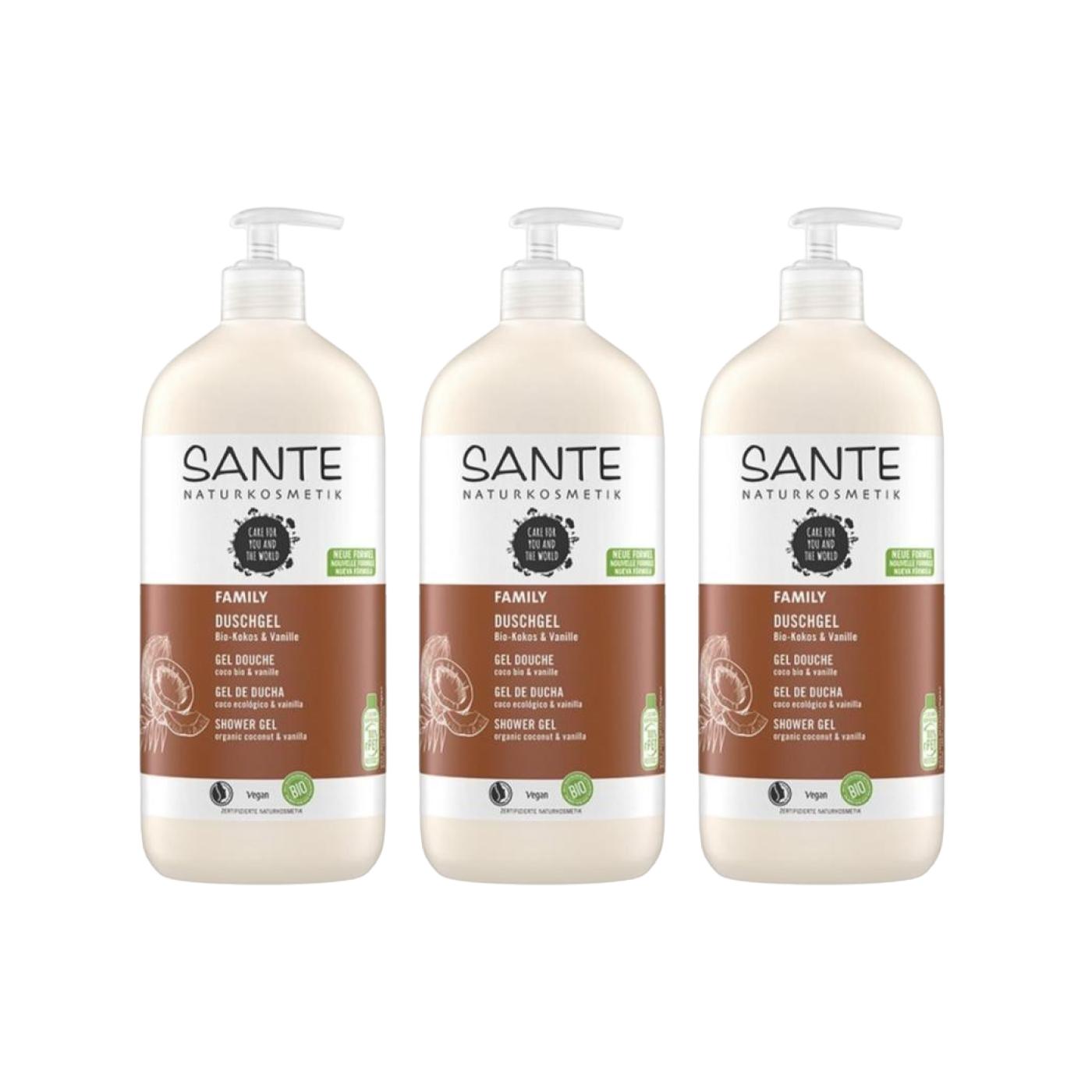 PACK 3 X Gel de ducha Bio de coco y vainilla Sante 950 ml